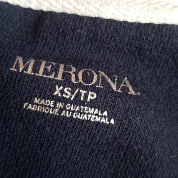 Merona Navy Blue White Striped Sweater Top Casual - Picture 7 of 8